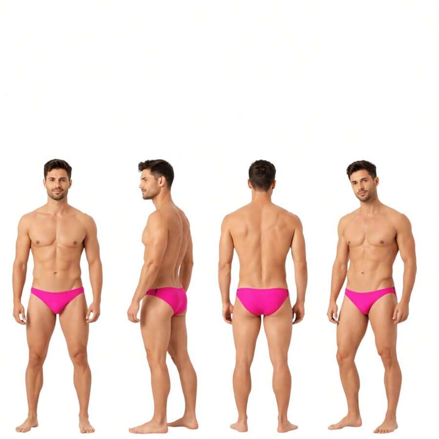 Men's Slim Swim Trunks 3cm Side Slip Bold Modern Diandrher Summer - Fluorescent Pink - View 1