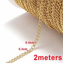 2m Gold Stainless Steel Chain With Cross, Lip, Sequin, Heart Beads, Suitable For DIY Jewelry Making Necklace, Bracelet, Accessories - 2 Meters - View 10