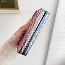 兼容 17、16、15、14、13、12、11 Pro Max/ S23、S24、S25、S26 Ultra。1 件装时尚图案多边形镶嵌闪光纸不规则手机壳，水钻镜框电镀手机壳，时尚新款防摔防滑设计。 - 銀色 - 查看 5