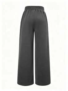 2pcs/Set Tween Girls' Street Style Solid Color Loose Straight Leg Casual Pants - Multicolor - View 7