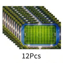 Podkładka z motywem boiska piłkarskiego, minimalistyczna mata śniadaniowa, dekoracja kuchni, łatwa w czyszczeniu mata jadalna o fakturze lnu, odpowiednia do domu i restauracji, zestaw Combo - Wielokolorowe - Zobacz 16