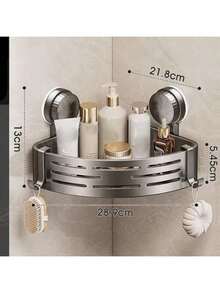 1个三角形吸盘式浴室收纳架，无需钻孔即可壁挂安装 - 多色 - 查看 15