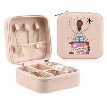 1个旅行地图首饰盒，便携式拉链首饰收纳盒，耳环盒，项链盒，首饰盒，首饰盒收纳盒，白色首饰盒 - 地圖 - 查看 15