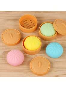 1/Pcs Daily Stress Relief Toy, Colorful Dumpling Squeeze Ball, Sensory Fidget Toy, Squeeze Dough Ball Stress Relief Hand Toy, Elastic Tabletop Toy With Food Steamer, Game And Party Favor, Suitable As Gift Or Party Favor - 彩色 - 查看 9