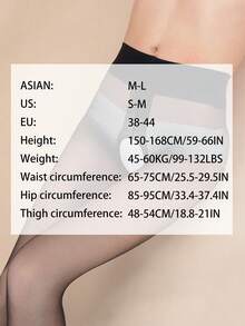 1pc Super Thin Seamless Matte Finish Sheer Pantyhose With Open Crotch, Sexy & Silky - Black - View 2
