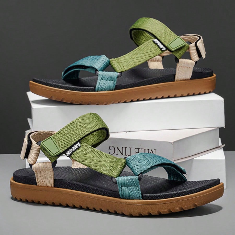 Sandalias de hombre con puntera abierta, transpirables y cómodas con suela antideslizante, adecuadas para actividades al aire libre como senderismo y