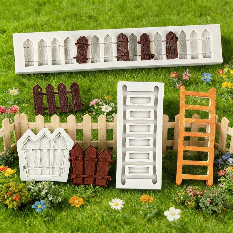 1/2/3pcs Mini Fence Shaped Resin Silicone Mold, Stair Railing Fence DIY Soap Candle Gypsum Decoration Craft Mold, Handmade Holiday Gift