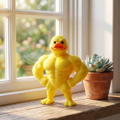 Muscle Duck Figurine, Funny Buff Duck Statue, Mini Bodybuilder Duck Desk Decor Collectible Ornament For Office Home Shelf, 2.76 In Tall