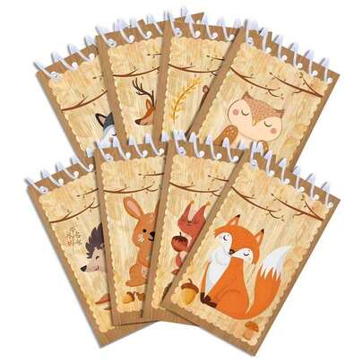 4/10pcs Mini Memo Pads Set, Cartoon Forest Animal Theme Including Fox And Rabbit, Designed For Birthday Party Supplies