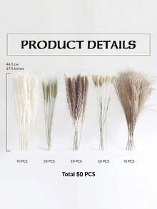 50pcs Simulation Reed Rabbit Tail Flower Cattail Dried Artificial Flower Plant Decoration Garden Living Room,Home Decoration, Room Decoration, Bedroom Decoration, Party Decoration, Wedding Deco - Multicolor - View 3