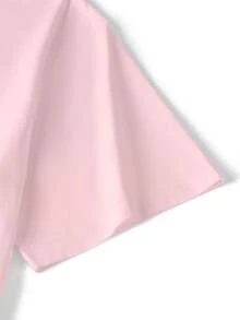 高街品牌侧藤花卉印花T恤，男士休闲百搭宽松圆领上衣 - 粉色 - 查看 4