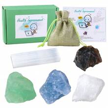 5件套天然紫水晶和透石膏脉轮水晶石套装 – 灵气疗愈瑜伽宝石收藏礼盒 - 彩色套盒 - 查看 13