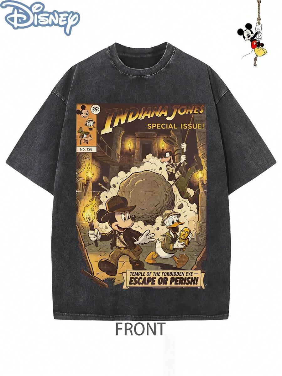 Disney Official Licensed Aliens Retro Poster Graphic T Shirts 100 Percent Cotton  Shirt Washed 230g Unisex - 黑色 - 查看 1