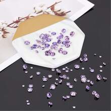 DIY 立方鋯石閃亮璀璨火彩 AAA 級圓形機切 1mm 2mm-15mm 散珠 CZ 鋯石寶石珠 珠寶手工製作 莫桑石透明寶石 - 淡紫色 - 查看 6