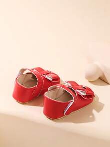 Infant Toddler Shoes Bow Tie Breathable Infant First Walking Shoes - Red - View 3