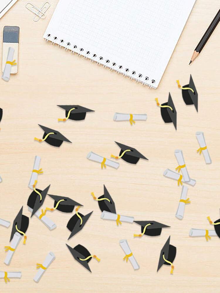 Giấy chứng nhận tốt nghiệp hình mũ tốt nghiệp năm 2026, hai mặt, màu vàng bóng, in hình kim tuyến nhiều màu sắc năm 2026, thích hợp để trang trí bàn tiệc tốt nghiệp năm 2026, đám cưới, kỷ niệm, lễ tốt nghiệp, lễ nghỉ hưu, hoặc trang trí kỷ niệm năm 2026. - Xem 2