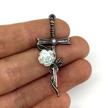 1pc Cross Nail Rose Pendant Earring Necklace Accessory, Holiday Gift - Gunmetal Cross - View 8