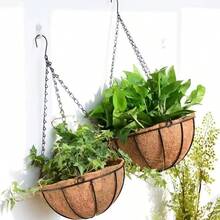 8/10 Inch Round Wire Plant Holder Metal Hanging Basket Coconut Liner Lining Plants Flower Garden Pot For Home Balcony Decoration - A - View 4