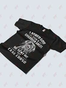 Cane Corso Guardian Angel Back Print T-Shirt - Black - View 3