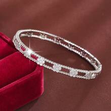 1pc Delicate Hollow Plum Blossom Shaped Design Cubic Zirconia Inlaid Women Fashion Bracelet - Multicolor - View 6