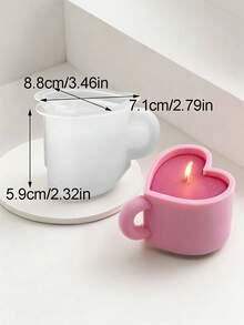 心形马克杯蜡烛硅胶模具 爱心杯香薰蜡烛制作材料 DIY树脂石膏婚礼纪念品 闺蜜礼物 - 白色矽膠模具 - 查看 7
