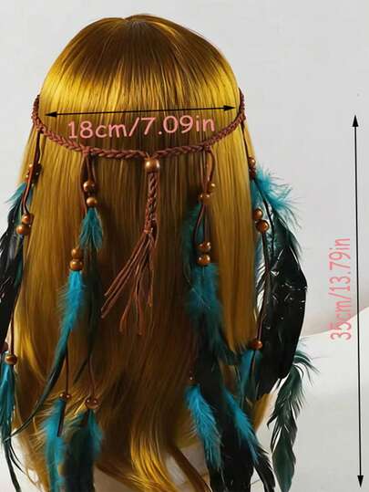Bohemian Colorful Feather Headband, Long Tassel Headpiece, Headwear Accessory Summer Hair Accessories Beach Vacay Hair Bands