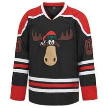 MEAN MACHINE 00 X-Mas GRISWOLD Halloween Christmas Vacation Movie Black Hockey Jersey,Embroidered Pattern Of Moose Exquisite Embroidered Sport Training Party Pullover - Black - View 2