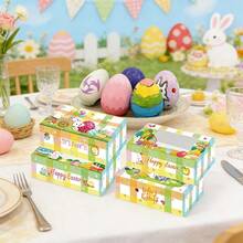 4个复活节兔子蛋形蛋糕盒，带透明窗口，适用于复活节派对、礼品包装、糖果、巧克力、饼干等。 - 彩色 - 查看 3