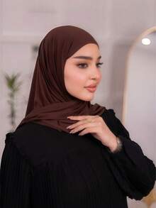 1pc Instant Triangle Hijab, All-In-One Tie-Up Design, Quick Wrap Without Slipping, No Undercap Needed, Suitable For Daily Wear, Prayer, And Outings - Multicolor - View 15