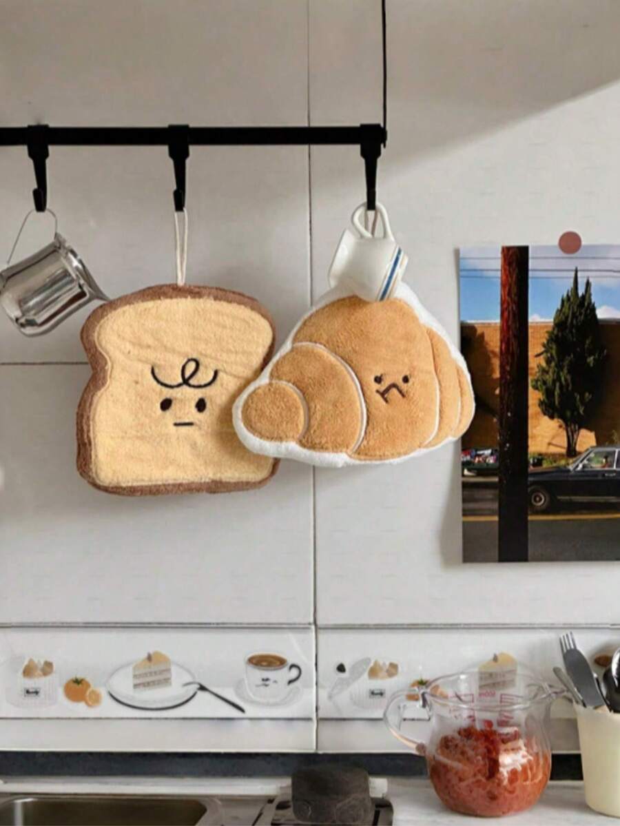 1 chiếc khăn tay hình bánh mì dễ thương, thấm hút cao, có thể treo, thích hợp cho nhà bếp, phòng tắm và trang trí phòng. Khăn thấm hút tốt và dễ giặt. Khăn bếp, phụ kiện phòng tắm (Có thể có sự khác biệt nhỏ về màu sắc giữa hình ảnh và sản phẩm thực tế). - Nhiều màu - Xem 1