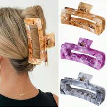 2 chiếc kẹp tóc vuông cỡ vừa, họa tiết vân đá cẩm thạch, màu kẹo ngọt, phong cách Boho Chic, thanh lịch cho bãi biển, kỳ nghỉ, buộc tóc đuôi ngựa, tiệc tùng. - Nhiều màu - Xem 4