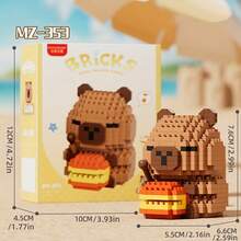 Small Particle Building Blocks, Educational DIY Interactive Toys - Single Box Beach Piglet Series [Random Style] - Multicolor - View 6