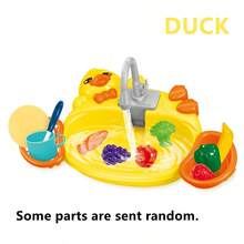 Pretend Play Cartoon Kitchen Sink With Circulating Water Faucet, Interactive Parent-Child Educational Toy (Requires 2 X 1.5V AA Batteries, Not Included, All Accessories Are Random) - Multicolor - View 11