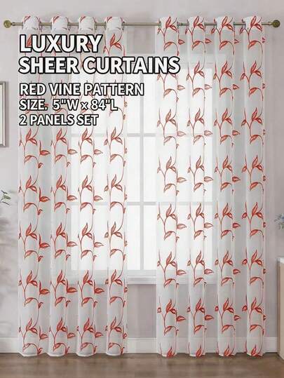 1pc Embroidered Curtain With Grommets Top, Blackout Curtain Suitable For Living Room, Semi-Sheer Curtain To Darken Room, Multipurpose Curtain For Home Decor