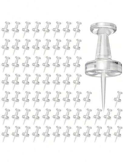 100pcs Assorted Colorful Plastic Push Pins, Suitable For Cork Board, Office, School Supplies, Back To School Essential