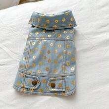 1pc Pet Clothes, Flower Design Durable Cute Outfit For Small/Medium Dogs & Cats - Blue - View 9