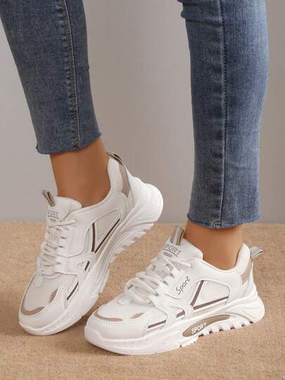 1 Paar lässige, atmungsaktive Chunky Sneaker, modische sportliche Mesh-Schuhe, bequeme Trainingsschuhe