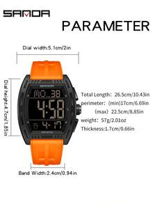 Đồng hồ điện tử thời trang nam SANDA 6328, đồng hồ báo thức đa chức năng, lịch dạ quang, bấm giờ kỹ thuật số dành cho sinh viên. - trái cam - Xem 5