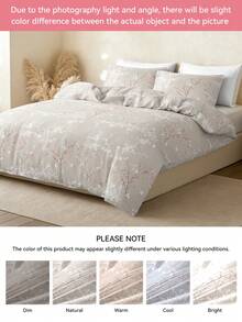 三件套水墨梅花印花被套，采用超柔软透气优质超细纤维面料，四季皆宜，可机洗，不易褪色，不起球，防缩水，抗皱，适合新式中式、现代简约、侘寂和清新风格，易于打理，适用于特大号/大号/标准双人床/单人床，是居家、宿舍、公寓、客房、度假屋、租赁和送礼的理想之选。 - 彩色 - 查看 8