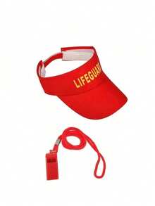 1/2/3/4/5 Pcs Summer New Lifeguard Costume Set, Includes Swimsuit, Sunhat, Red Fashion Glasses, Whistle, Surfboard Bag, Beach Holiday Outfit, Suitable For Halloween, Cosplay Party - Multicolor - View 16