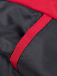 Giacca da uomo, abbigliamento da uomo, stile di moda da strada per uomo, giacca con colletto alto a contrasto, top, stampa di lettere patchwork, capo di moda singolo, versatile per uso esterno e pendolarismo - Rosso - Visualizzare 10