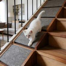 Wooden Pet Stairs – Felt Surface – Non-Slip Dog Cat Steps – 30cm – For Bed Sofa – Small Medium Pets - Khaki - View 2