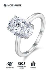 Nhẫn Moissanite bạc 925, không gây dị ứng, nhẫn đính hôn/cưới, thiết kế tối giản tinh tế, phù hợp đeo hàng ngày, quà tặng cưới/kỷ niệm/sinh nhật, kèm hộp quà và giấy chứng nhận. - Bạc - Xem 2