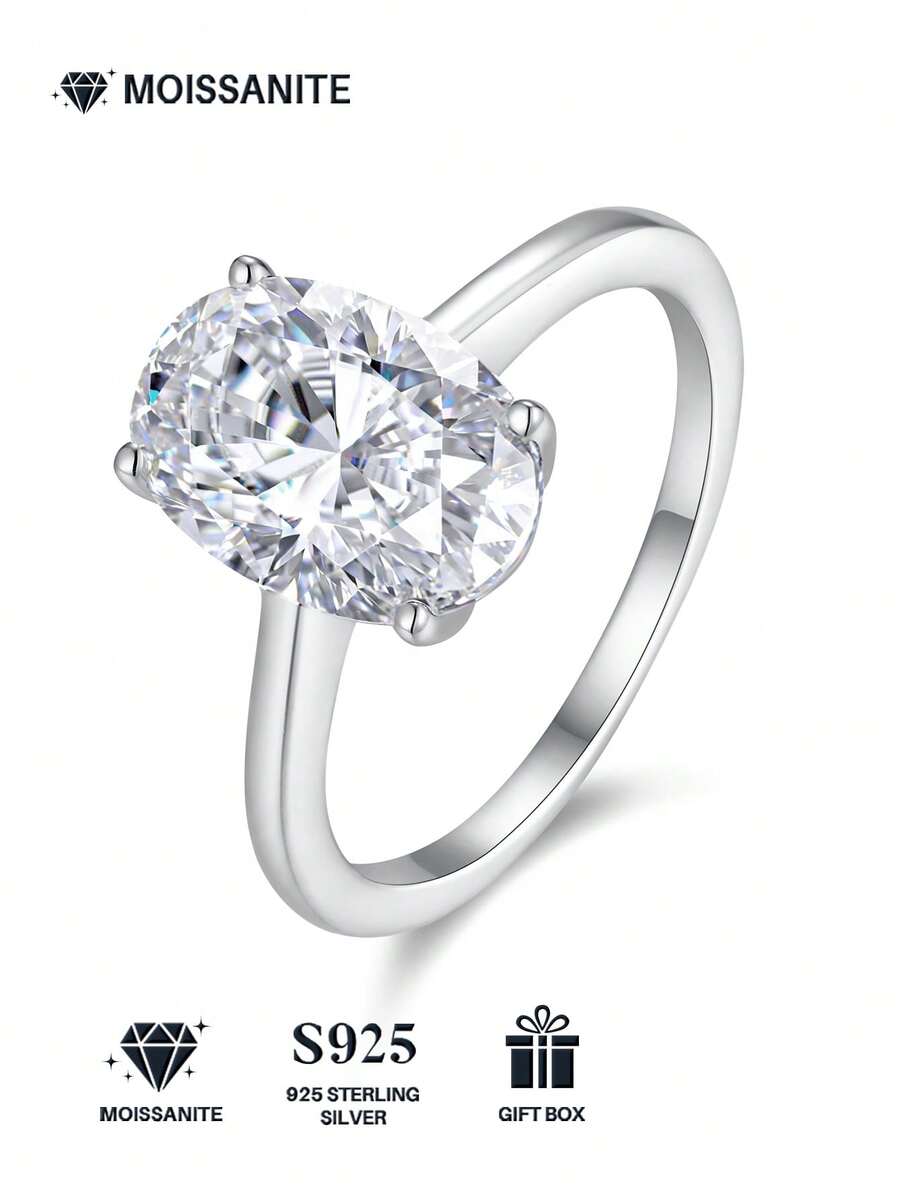 Nhẫn Moissanite bạc 925, không gây dị ứng, nhẫn đính hôn/cưới, thiết kế tối giản tinh tế, phù hợp đeo hàng ngày, quà tặng cưới/kỷ niệm/sinh nhật, kèm hộp quà và giấy chứng nhận.