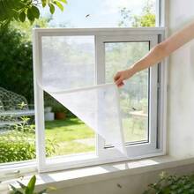 1pc Mosquito Nets For Window,Anti-Mosquito Window Screens,Mesh Anti Insect Air Tulle Invisible Black Fiberglass Mosquitoes And Flies,Simple Detachable Window Screen, No-Drill, Hook And Loop-Attached Screen Mesh - White Mesh With White Trim - View 2