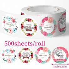 500pcs/Roll Mother's Day Decorative Sticker Series, Non-Adhesive Stickers Suitable For Parties, Cards, Gift Box Sealing - Multicolor - View 8