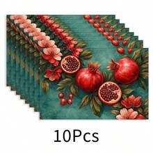 2 pezzi Tovagliette con motivo frutta, stile minimalista per colazione, decorazione tavolo da pranzo, accessori da cucina, tovagliette in lino, sottobicchieri, presine, sottopiatti, facili da pulire, adatte per casa, ristorante, sala da pranzo, set - Multicolore - Visualizzare 12