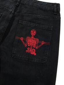 Men's Stylish American Retro Straight Jeans - Red - View 6