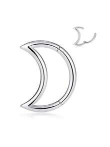 1件装316不锈钢鼻环，无缝铰链月牙形设计，男女通用穿刺饰品 - 彩色 - 查看 8