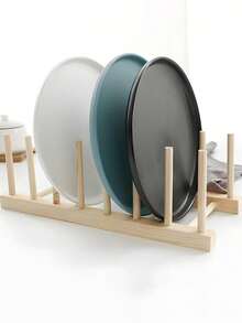 1 Set Of Wooden Bowl, Plate, Cup, Book, Pot Lid, Cutting Board, Dish Rack, Suitable For Kitchen, Reading Room Or Collection Room - Multicolor - View 5